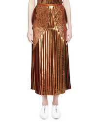 Stella McCartney Gianna Metallic Pleated Lace Trim Skirt Sienna