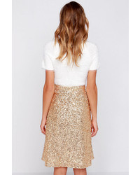 Stage Name Gold Sequin Midi Skirt
