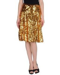 Gold Pleated Sequin Skirt