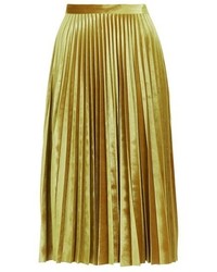 Topshop Velvet Pleated Midi Skirt
