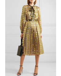 Temperley London Pleated Printed Fil Coup Chiffon Skirt