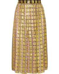 Temperley London Pleated Printed Fil Coup Chiffon Skirt