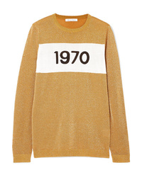Gold Print Crew-neck Sweater
