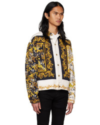 VERSACE JEANS COUTURE White Yellow Printed Denim Jacket