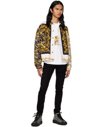 VERSACE JEANS COUTURE White Yellow Printed Denim Jacket