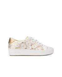 Gold Print Leather Low Top Sneakers
