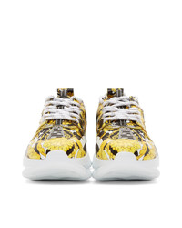 Versace Yellow And Black Barocco Chain Reaction Sneakers