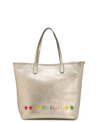 Gold Print Leather Tote Bag
