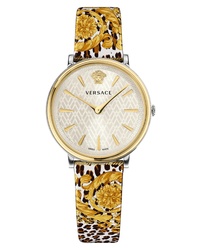 Gold Print Leather Watch