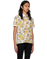 VERSACE JEANS COUTURE White Yellow Printed Polo
