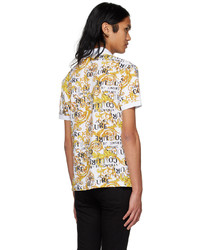 VERSACE JEANS COUTURE White Yellow Printed Polo
