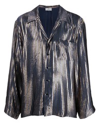 Etro Metallic Stripe Print Silk Shirt