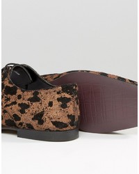 Asos Lace Up Shoes In Leopard Print Suede