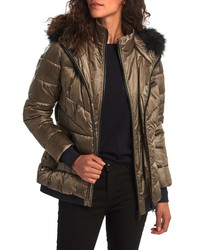 Barbour Strike Puffer Coat With Removable Faux Med Hood