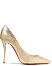 Christian Louboutin Decoltish 100 Textured Leather Pumps Gold