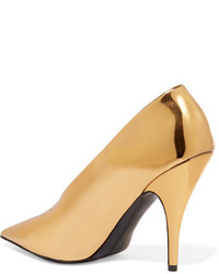 Stella McCartney Faux Mirrored Leather Pumps Gold