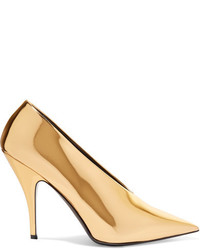 Stella McCartney Faux Mirrored Leather Pumps Gold