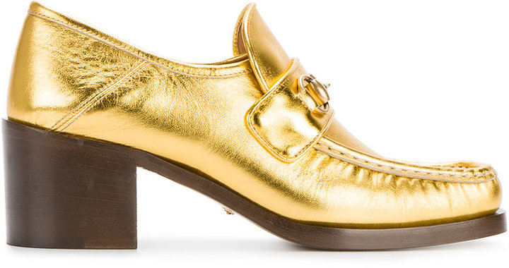 Gucci gold loafer heels on sale