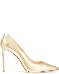 Jimmy Choo Romy 100 Mirrored Leather Pumps Gold