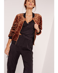 Missguided Quilted Bomber Jacket Bronze
