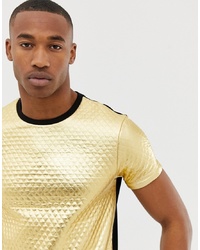 Gold Quilted Crew-neck T-shirt