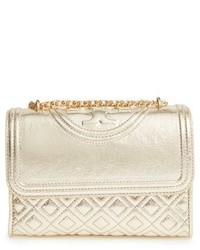 Tory Burch Small Fleming Quilted Leather Shoulder Bag Metallic