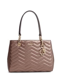 Gold Quilted Leather Tote Bag
