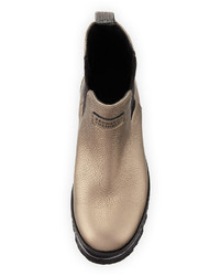 Brunello Cucinelli Metallic Leather Rain Boot Bronze
