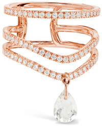 Diane Kordas 18 Karat Rose Gold Diamond And Prasiolite Ring