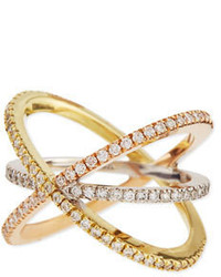 Roberto Coin 18k Tricolor Gold Diamond Double Crisscross Ring