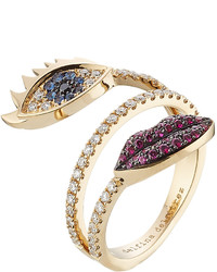 Delfina Delettrez 18kt White Gold Ring With Diamonds Rubies And Sapphires