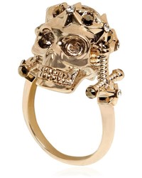 Alexander McQueen Star Dust Skull Swarovski Brass Ring