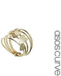 Asos Curve Curve Hearts Multi Band Ring Gold