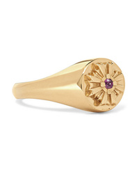 Meadowlark August Gold Plated Ruby Signet Ring