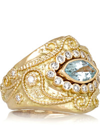 Aurelie Bidermann Aurlie Bidermann Fine Jewelry Cashmere 18 Karat Gold Diamond And Aquamarine Ring