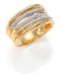 John Hardy Bamboo Diamond 18k Yellow Gold Ring
