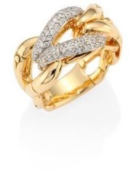 John Hardy Bamboo Diamond 18k Yellow Gold Woven Ring