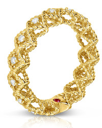 Roberto Coin Barocco Single Row Diamond Ring In 18k Yellow Gold Size 6