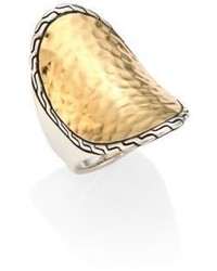 John Hardy Classic Chain Hammered 18k Yellow Gold Sterling Silver Oval Ring