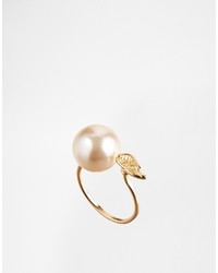 Asos Collection Faux Pearl And Wing Ring