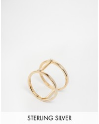 Asos Collection Gold Plated Sterling Silver Double Crystal Ring