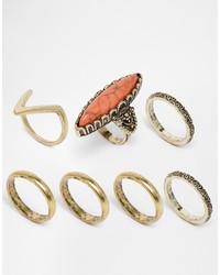 Asos Collection Large Stone Festival Ring Pack