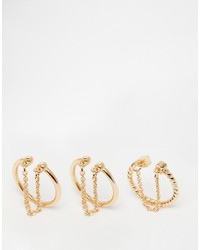 Asos Collection Open Shape Chain Ring Pack