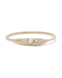 SARAH & SEBASTIAN Coral Relic Gold Diamond And Pearl Ring
