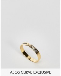 Asos Curve Curve Gold Plated Sterling Silver Mystical Engraved Ring