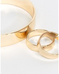 Asos Curve Curve Pack Of 3 Sleek Ring And Cuff Pack
