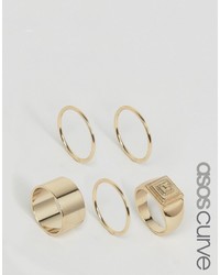Asos Curve Curve Pack Of 5 Pyramid Ring Pack