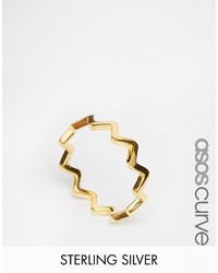 Asos Curve Gold Plated Sterling Silver Zig Zag Ring