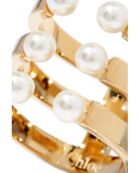 Chloé Darcey Gold Plated Swarovski Pearl Ring 56