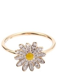 Alison Lou Diamond Enamel Yellow Gold Daisy Ring